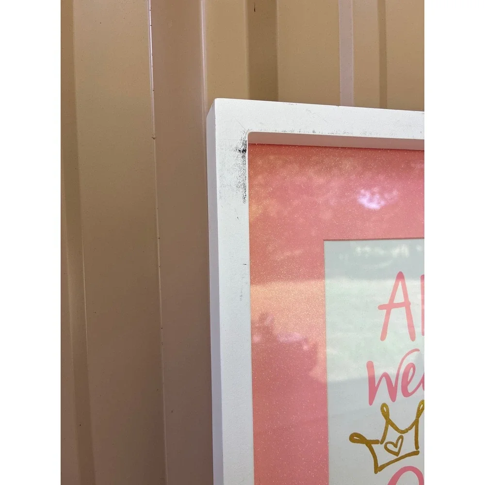 Pink Gold Inspirational Wall Art Set Crown Proverbs 31:25 Canvas Framed Decor